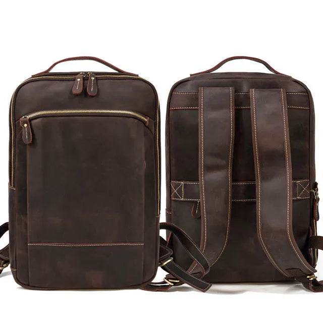 Anti-Theft Handmade Leather Backpack Vintage Travel Bag for Men - VacationGrabs