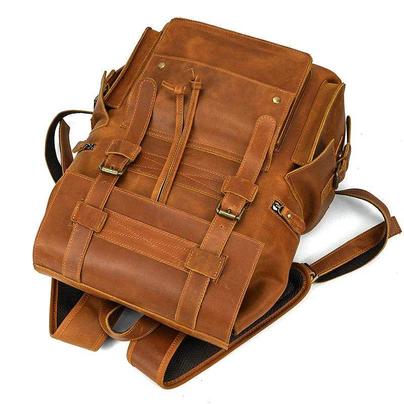 Leather Backpack Luxury Male Real Leather Travel Day Bag - VacationGrabs