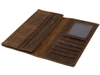 Vintage Crazy Horse Leather Long Wallet – Men's & Women's Bifold