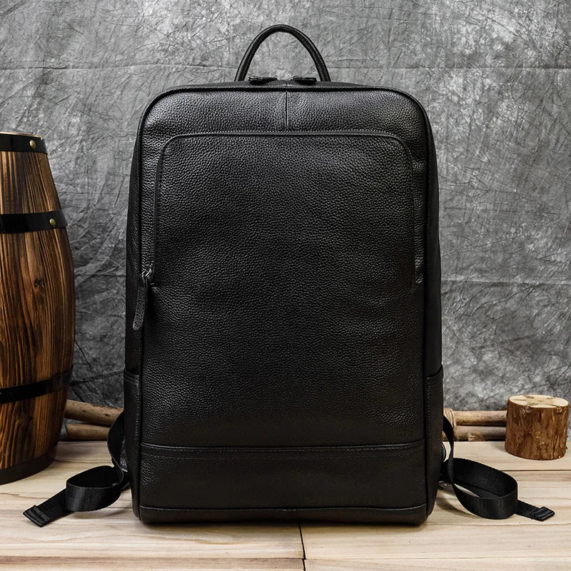 15.6" Laptop Leather Backpack for Men Vintage Business