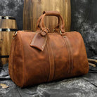 Vintage Leather Weekender Bag Genuine Leather Travel Overnight - VacationGrabs