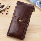 Casual Men’s Leather Wallet Long Bifold with Zippered Pockets - VacationGrabs