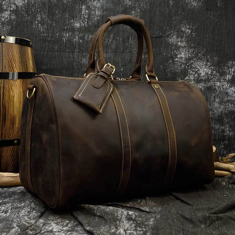 Crazy Horse Leather Men’s Travel Bag Duffle for Women & Men - VacationGrabs