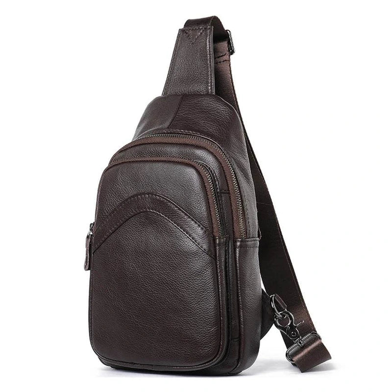 Casual Men's Chest Bag Genuine Leather Crossbody Soft Cow Leather - VacationGrabs