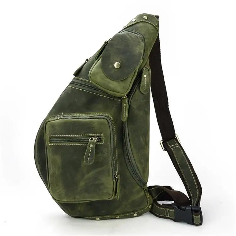 Men's Genuine Leather Sling Bag — Vintage Travel Crossbody