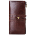 Casual Men’s Leather Wallet Long Bifold with Zippered Pockets - VacationGrabs