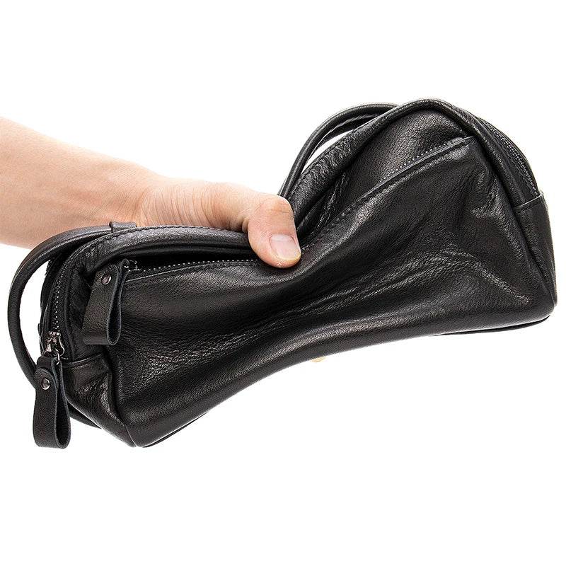 Soft Cowhide Business Handbag Large Capacity Leather Casual Clutch - VacationGrabs