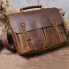Cowhide Leather Briefcase – A4 Document & Laptop Shoulder Bag - VacationGrabs