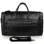60cm High Capacity Genuine Leather Travel Duffle for Men Weekend Bag - VacationGrabs