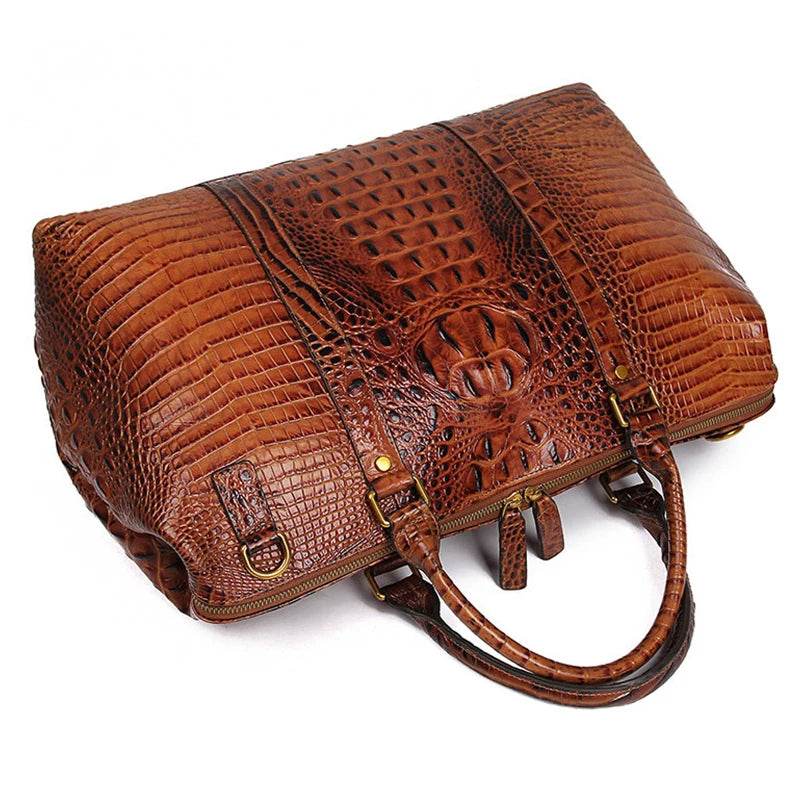 High Fashion Men & Women Leather Travel Duffle Alligator Pattern - VacationGrabs