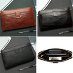 Large Capacity Cowhide Mobile Phone Bag Genuine Leather Clutch Purse - VacationGrabs