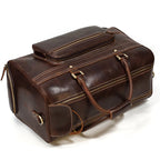 Rolling Genuine leather hand luggage travel bag with wheels