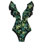 Women's Ruffle Sleeve Deep-V Bathing Suit - VacationGrabs