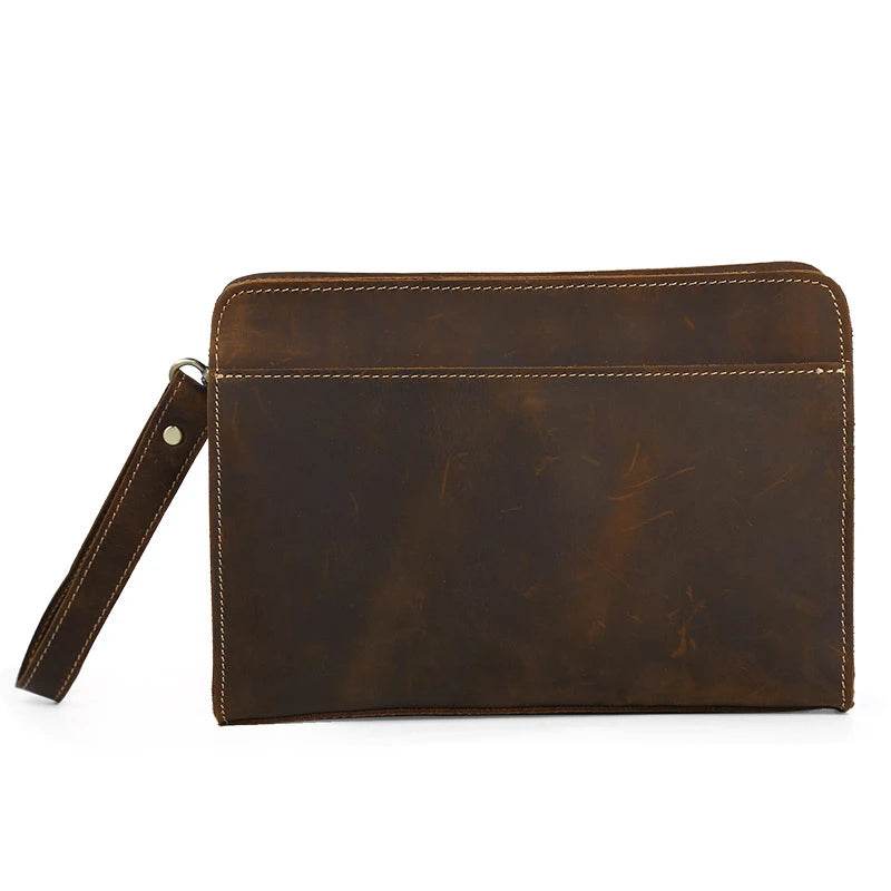 Genuine Leather Hand Clutch with Wrist Band | Men's iPad & iPhone Organizer - VacationGrabs
