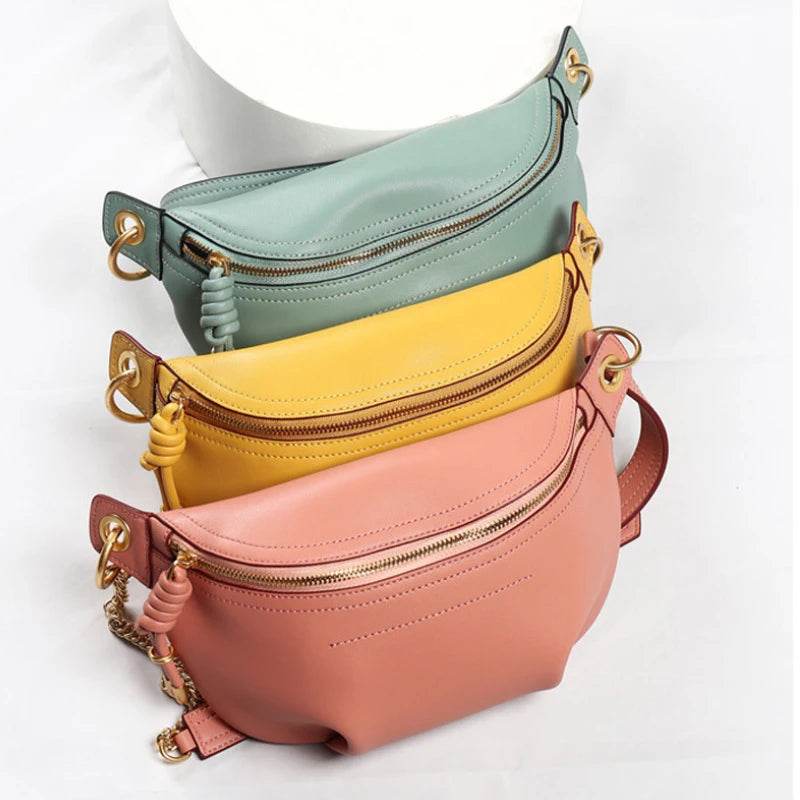 Designer Leather Fanny Pack Waist Bag for Women Fashion Belt Bag - VacationGrabs