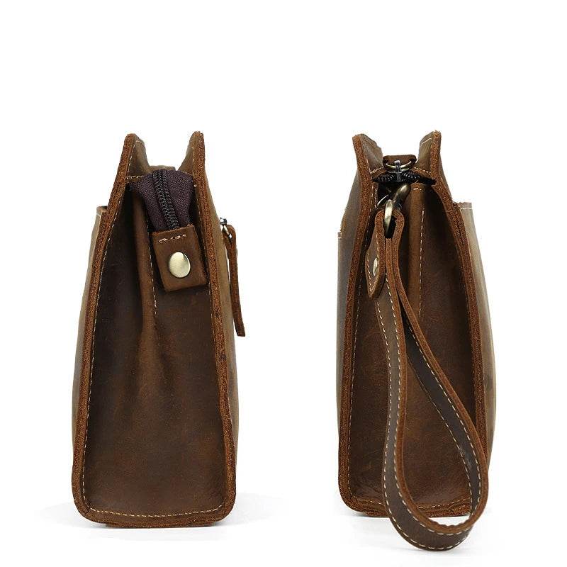 Genuine Leather Hand Clutch with Wrist Band | Men's iPad & iPhone Organizer - VacationGrabs
