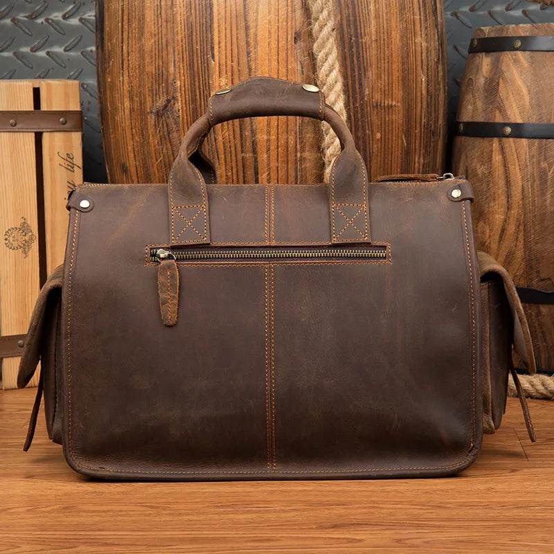 Top Grade Men’s Leather Briefcase with Shoulder Strap Handbag - VacationGrabs