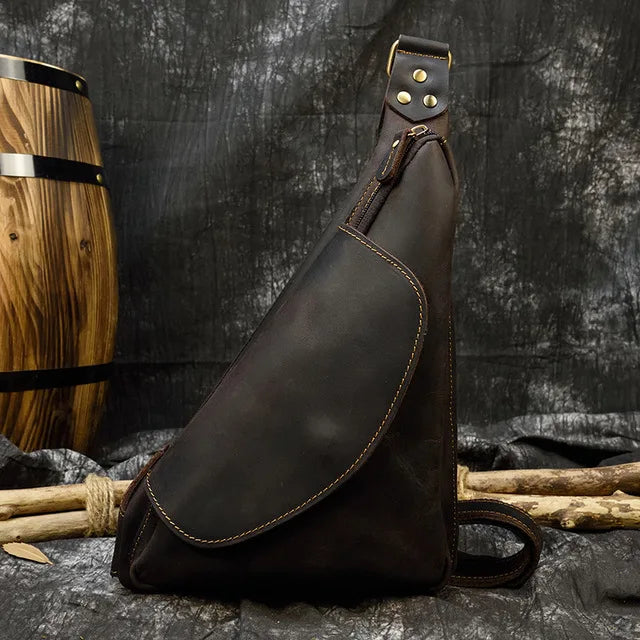 Retro Style Genuine Leather Crossbody Bags Men Male Single Shoulder Bag Leather Sling Bag Fashion Outdoor Chest Pack Anti Theft