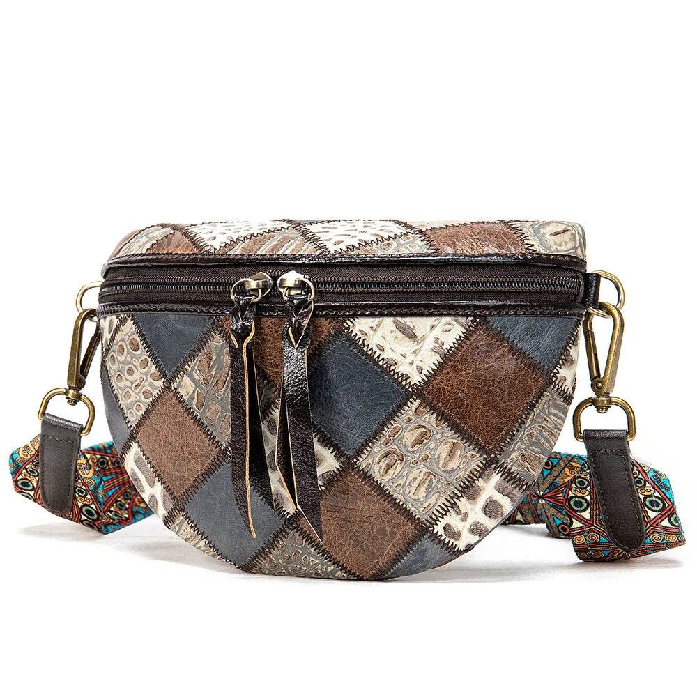 Boho Style Leather Waist Bag for Women Crossbody Chest Bag - VacationGrabs