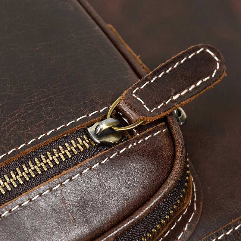 Rolling Genuine leather hand luggage travel bag with wheels