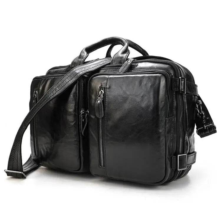 Mens Genuine Leather 3-in-1 Backpack-Briefcase-Shoulder Bag - VacationGrabs