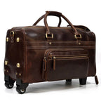 Genuine Leather Rolling Travel Bag with Wheels Men & Women - VacationGrabs