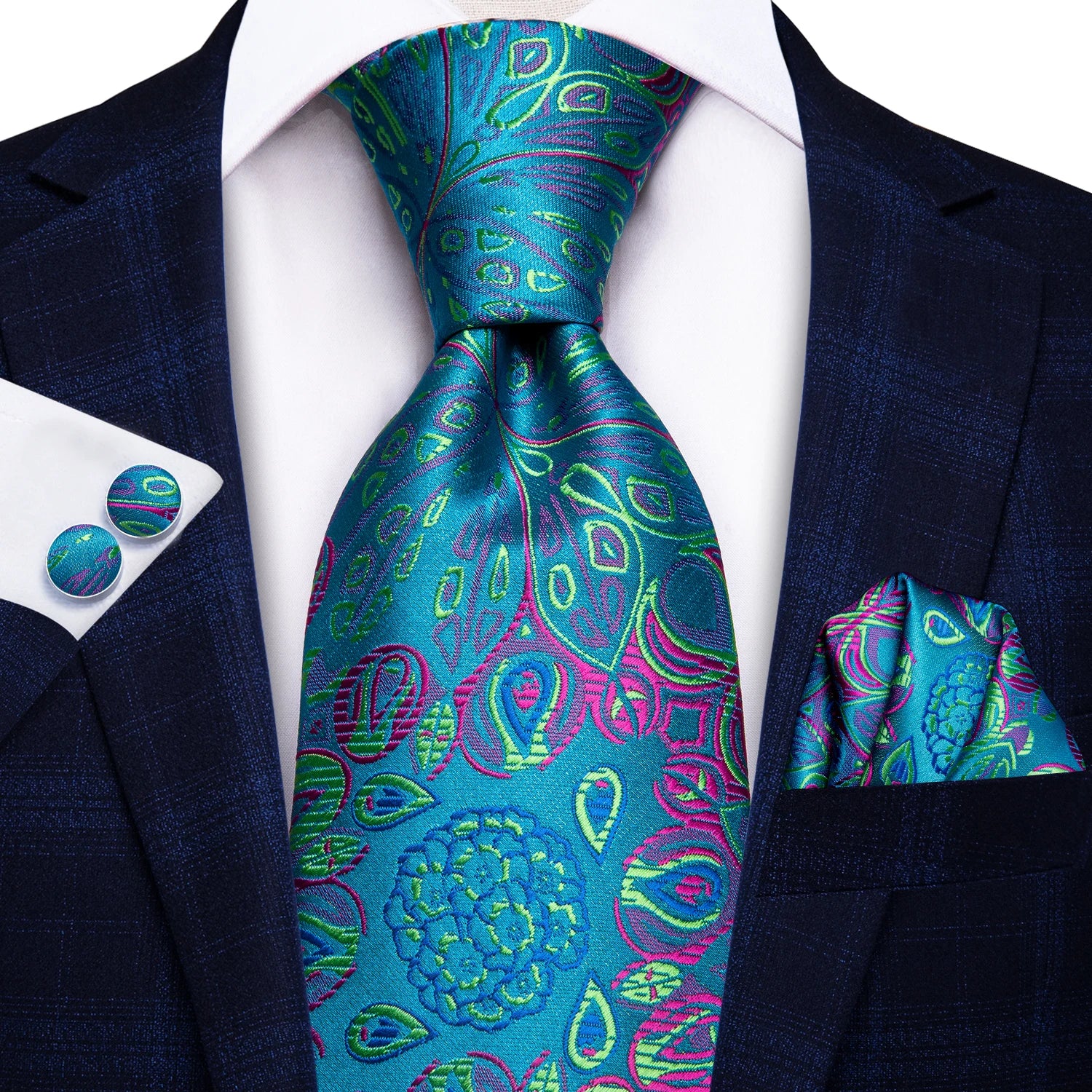 Men's Blue Cufflinks Cufflinks Set with Ties