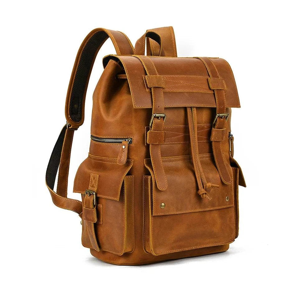 Extra Large Men’s Leather Backpack Big Capacity Travel Handbag - VacationGrabs