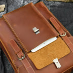 Genuine Leather Men's Backpack Crazy Horse Leather Fit 14" Laptop