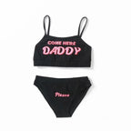 Two piece set Fashion COME HERE DADDY Letter Print Tank Top Sexy Sleeveless Summer Harajuku Kawaii Cropped Feminino Bikini 2023