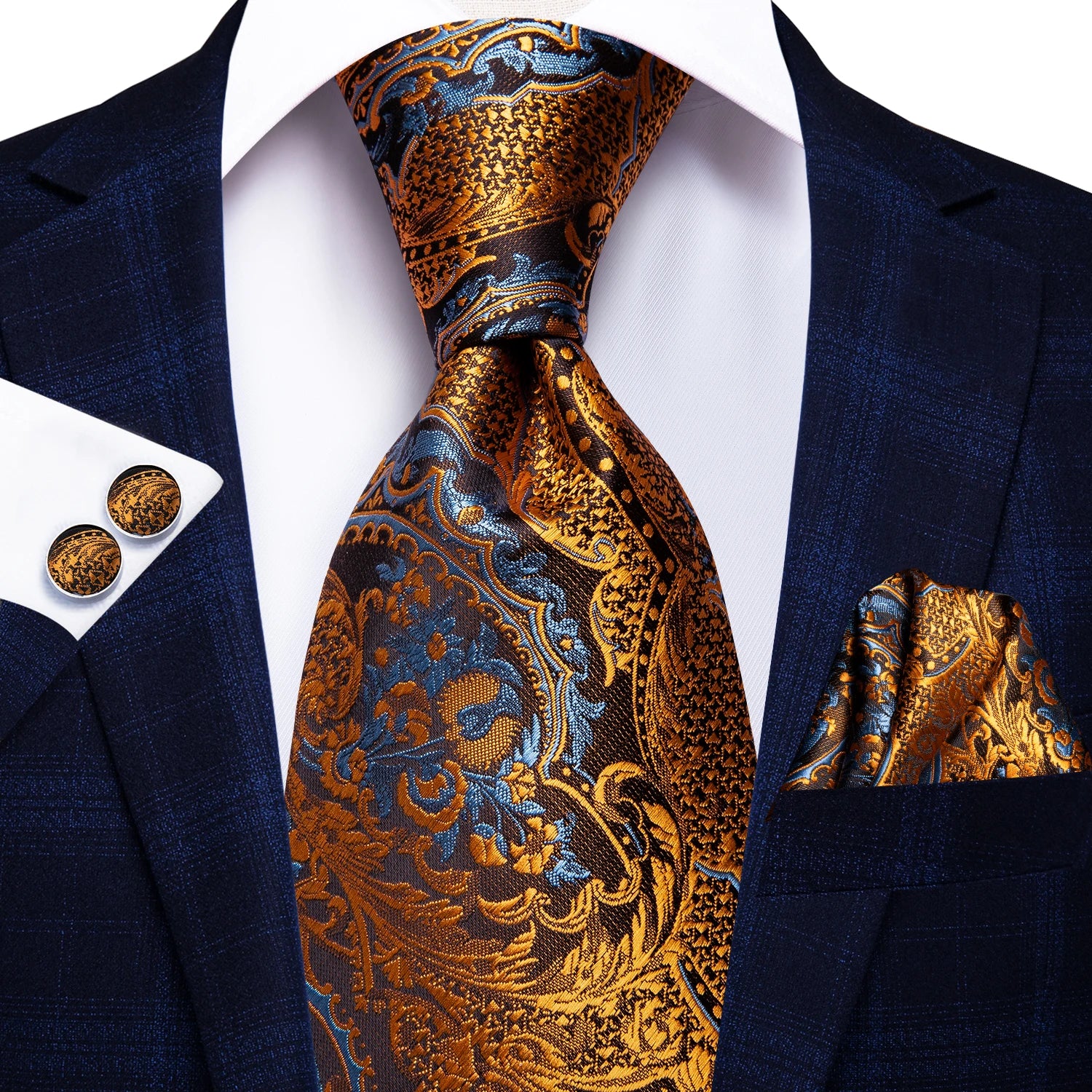 Men's Black Silk Paisley Tie for Travel-Friendly Style