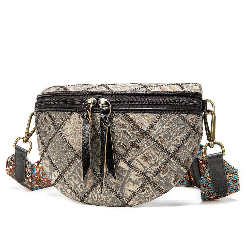 Boho Style Leather Waist Bag for Women Crossbody Chest Bag - VacationGrabs