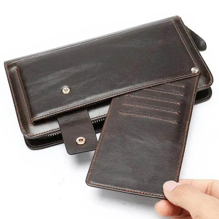 Leather Men’s Wallet with Phone Clutch, Card & Money Holder - VacationGrabs