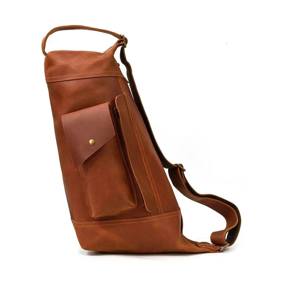 Classic Design Genuine Leather Chest Bag Sling Shoulder Bag - VacationGrabs
