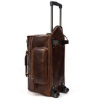 Rolling Genuine leather hand luggage travel bag with wheels