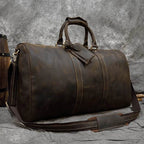 Vintage Leather Weekender Bag Genuine Leather Travel Overnight - VacationGrabs