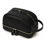 Crazy Horse Genuine Leather Small Travel Toiletry Bag - VacationGrabs