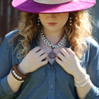Genuine Leather Wide Cuff with Genuine Freshwater Pearls 004Y