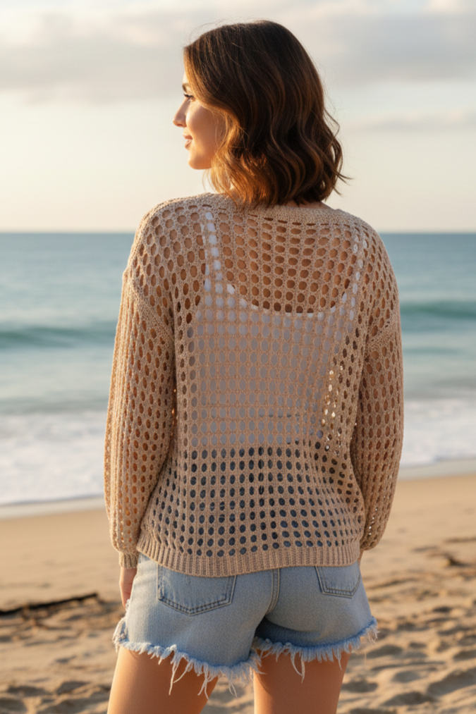 Women's Vacation Openwork Knit Sweater