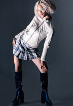 Lazuli High Block Heel Velvet Boot