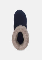 Juglans Fur Collared Ankle Clog Boots In Black
