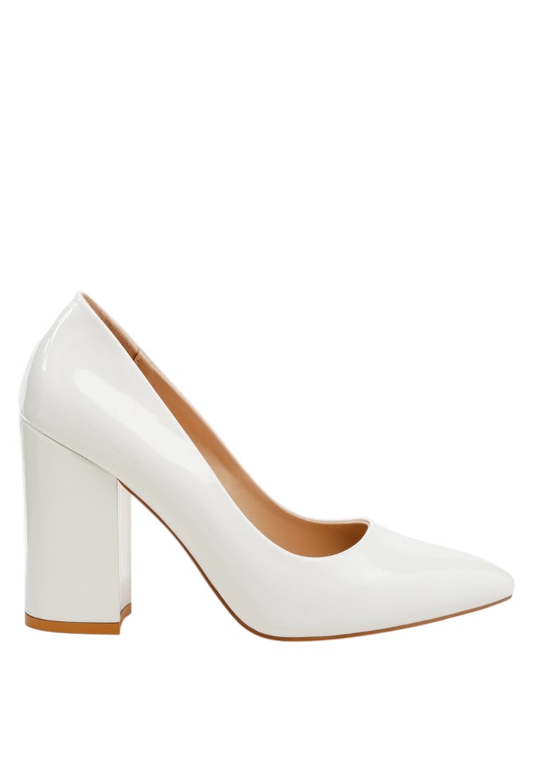 Kamira Patent Block Heeled Pumps