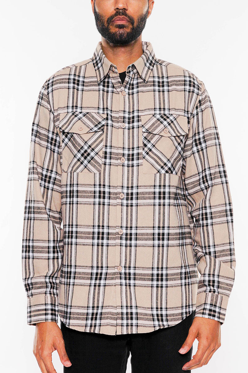 Men's Brushed Flannel Shirt – Cotton Blend