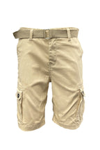 Men's Belted Cargo Shorts with Button Waist