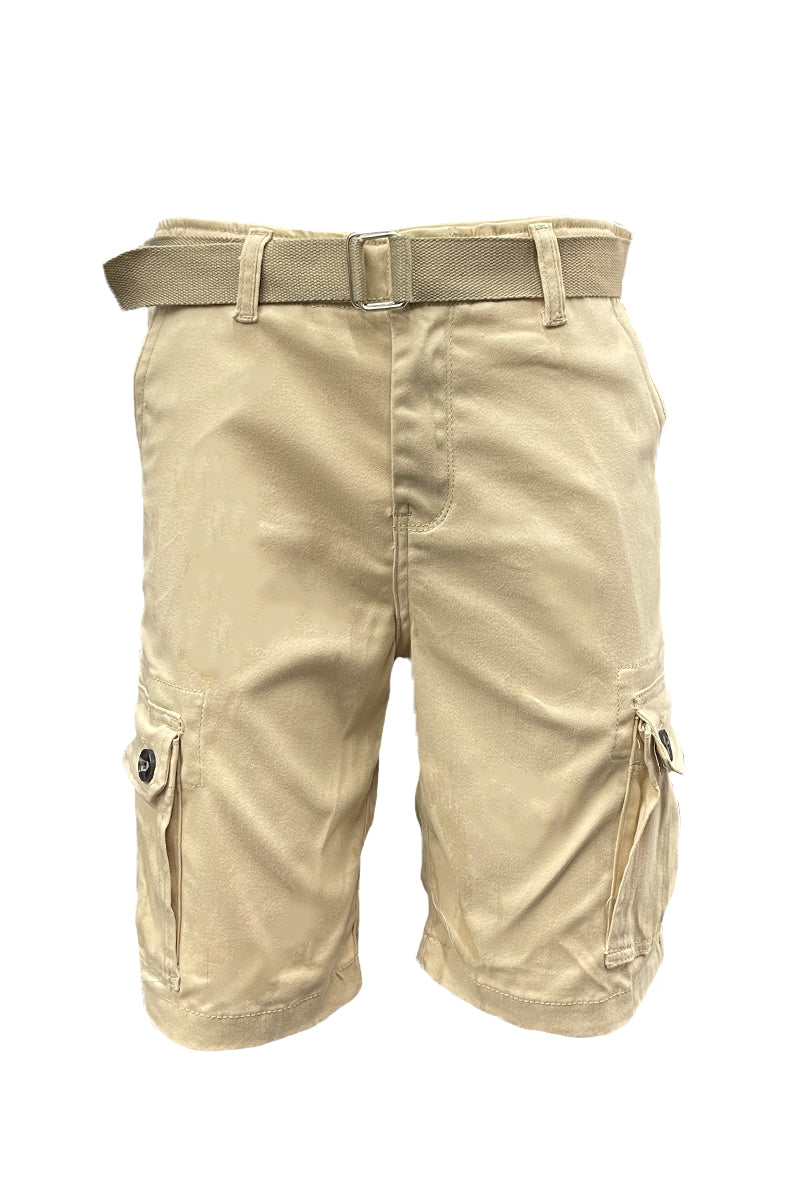 Men's Belted Cargo Shorts with Button Waist