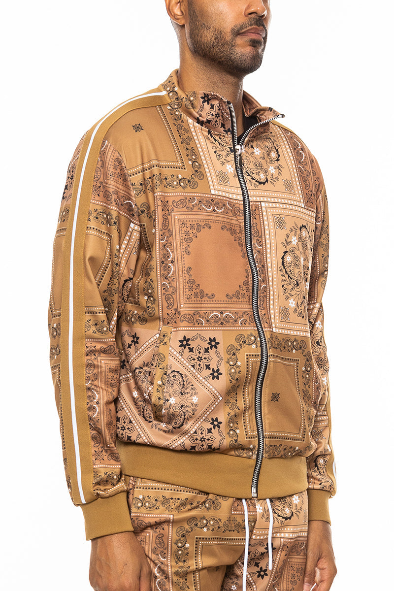 Paisley All Over Print Full-Zip Track Jacket