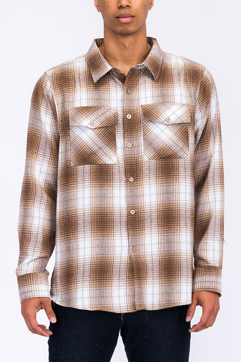 Men's Brushed Flannel Shirt – Cotton Blend
