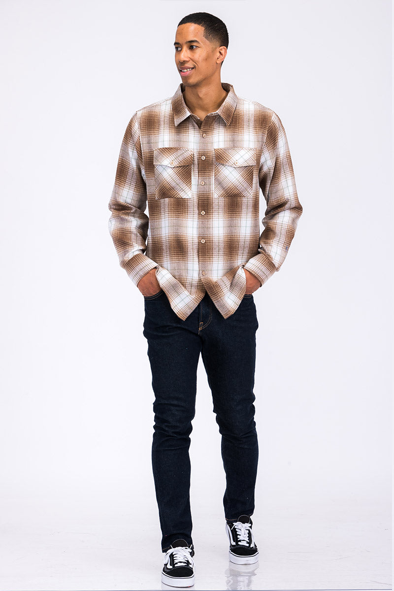 Men's Brushed Flannel Shirt – Cotton Blend