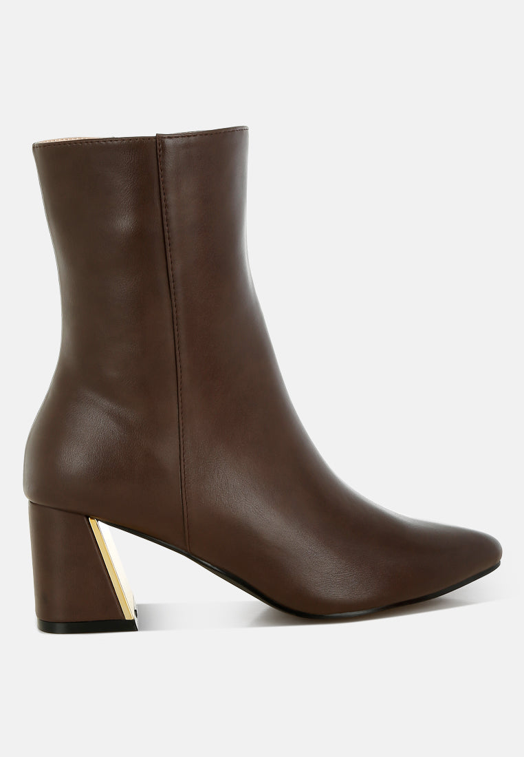 Kaira Metallic Accent Heel High Ankle Boots