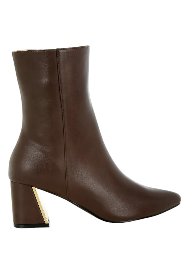 Kaira Metallic Accent Heel High Ankle Boots